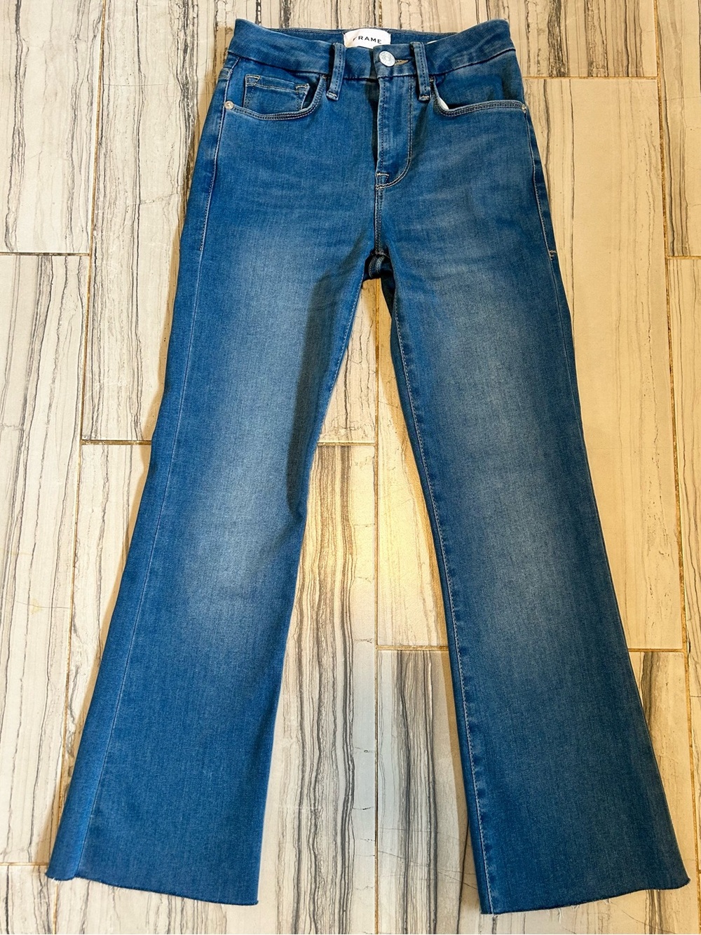 EUC Frame Denim Le Crop Mini Boot Ankle Fray Stretch Jeans in Randall